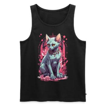Magical Sphynx Cat Pastel Gothic Illustration - Men's Premium Organic Tank Top - black - Front - AI Model Male 178 light (178cm)