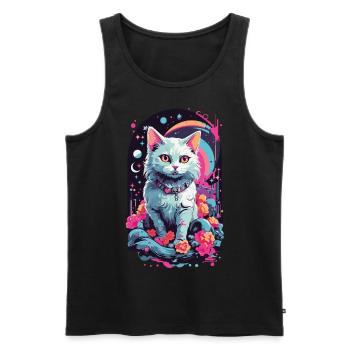 Mystic Pastel Goth Katze Aesthetic Nacht - Männer Premium Bio Tank Top - Schwarz - Vorne - Michal (187cm)