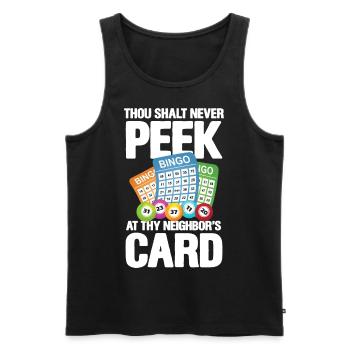 Thou Shalt Never Peek At Thy Neighbor's Card - Männer Premium Bio Tank Top - Schwarz - Vorne - AI Model Male 178 light (178cm)