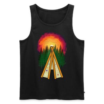 Wilder Westen Tipi Camp Sonnenuntergang Natur - Männer Premium Bio Tank Top - Schwarz - Vorne - Michal (187cm)