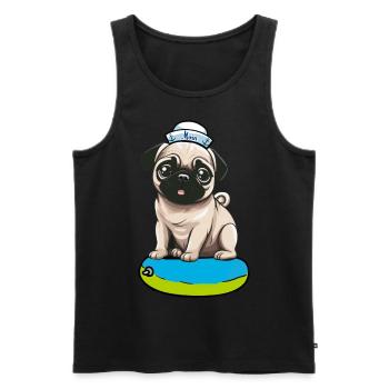 Mops Hund Hunde Seemann Matrose Moin Kinder Kind - Männer Premium Bio Tank Top - Schwarz - Vorne - Michal (187cm)