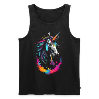 Colorful neon unicorn - a dream landscape - Men's Premium Organic Tank Top - black - Front - AI Model Male 178 light (178cm)