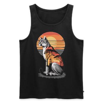 Savannah Cat Sunset - Männer Premium Bio Tank Top - Schwarz - Vorne - AI Model Male 178 light (178cm)