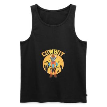 Cowboy Cow Western Rodeo Wild West Gift - Men's Premium Organic Tank Top - black - Front - Michal (187cm)