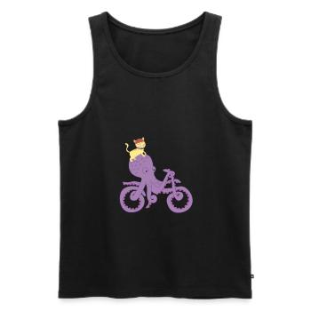 Katzenreitkraken-Fahrrad, Kraken-Kunst, lustig - Männer Premium Bio Tank Top - Schwarz - Vorne - AI Model Male 178 light (178cm)
