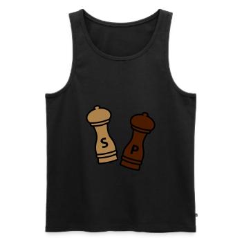 Salz und Pfeffer / Geschenkidee Hobbykoch / Gewürz - Männer Premium Bio Tank Top - Schwarz - Vorne - AI Model Male 178 light (178cm)