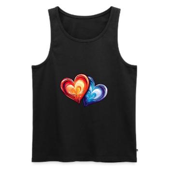 Bunte Herzen - Männer Premium Bio Tank Top - Schwarz - Vorne - AI Model Male 178 light (178cm)