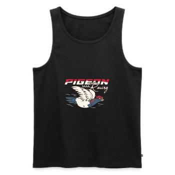 Course de pigeons - Débardeur bio Premium Homme - noir - Devant - AI Model Male 178 light (178cm)