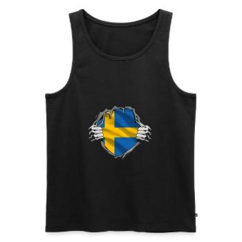 Suède Drapeau Scandinavie Drapeau suédois - Débardeur bio Premium Homme - noir - Devant - Michal (187cm)