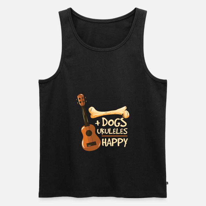 Hunde Ukulelen glücklich - Männer Premium Bio Tank Top - Schwarz