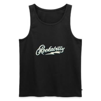 Rockabilly - 50s Retro - 1950er Jahre Rock n Roll - Männer Premium Bio Tank Top - Schwarz - Vorne - AI Model Male 178 light (178cm)