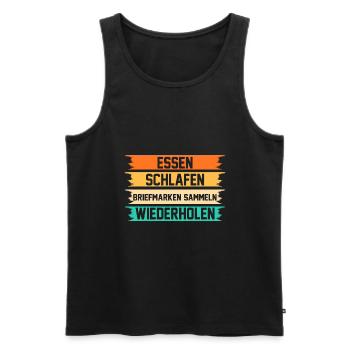 Philatelie Briefmarkensammlung Briefmarkensammler - Männer Premium Bio Tank Top - Schwarz - Vorne - Michal (187cm)