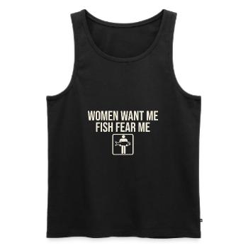 women want me fish fear me - Men's Premium Organic Tank Top - black - Front - Michal (187cm)