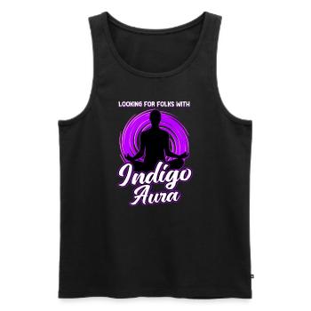 Looking For Folks With Indigo Aura - Men's Premium Organic Tank Top - black - Front - Michal (187cm)
