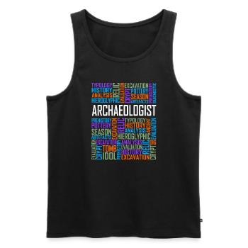 Archaeologist - Words - Men's Premium Organic Tank Top - black - Front - AI Model Male 178 light (178cm)