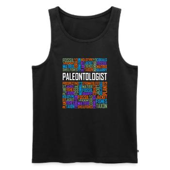 Paleontologist - Words - Men's Premium Organic Tank Top - black - Front - AI Model Male 178 light (178cm)