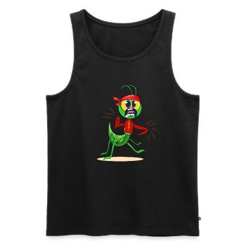 Praying Mantis Wearing Tang Outfit Doing Tai Chi 2 - Men's Premium Organic Tank Top - black - Front - AI Model Male 178 light (178cm)