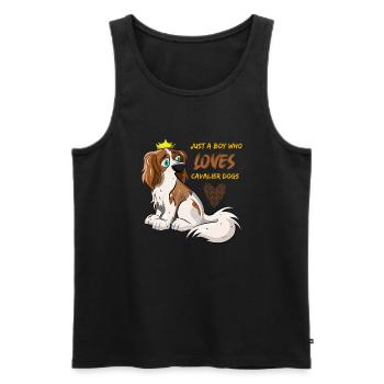 Just A Boy Who Loves Cavalier Dogs - Men's Premium Organic Tank Top - black - Front - AI Model Male 178 light (178cm)