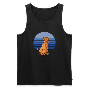 Vizsla Dog Retro Blue - Men's Premium Organic Tank Top - black - Front - Michal (187cm)