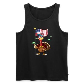 Turkey With American Flag - Men's Premium Organic Tank Top - black - Front - Michal (187cm)
