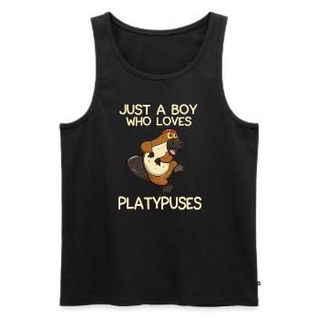 Just A Boy Who Loves Platypuses - Men's Premium Organic Tank Top - black - Front - Michal (187cm)