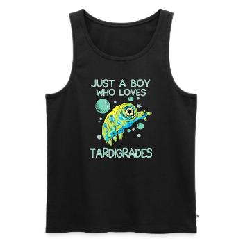 Just A Boy Who Loves Tardigrades - Men's Premium Organic Tank Top - black - Front - Michal (187cm)