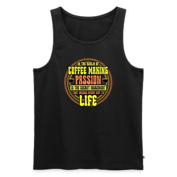 Coffee Maker - In The Realm Of Coffee Making - Men's Premium Organic Tank Top - black - Front - AI Model Male 178 light (178cm)