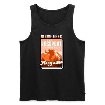 Hiking Gear Is Your Passport To Natures Playground - Men's Premium Organic Tank Top - black - Front - AI Model Male 178 light (178cm)