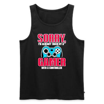 Sorry, I'm Already Taken, By A Gamer - Men's Premium Organic Tank Top - black - Front - AI Model Male 178 light (178cm)
