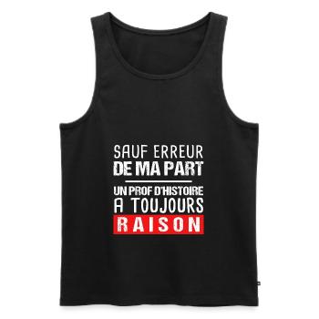 Prof d'histoire cadeau drôle professeur - Débardeur bio Premium Homme - noir - Devant - AI Model Male 178 light (178cm)