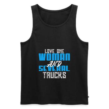 Love a woman and several trucks - Men's Premium Organic Tank Top - black - Front - AI Model Male 178 light (178cm)