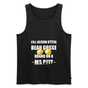 Pas besoin d'être beau gosse - Débardeur bio Premium Homme - noir - Devant - Michal (187cm)