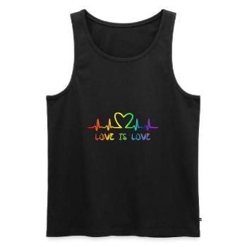 LGBT Love Regenbogen Herzschlag - Männer Premium Bio Tank Top - Schwarz - Vorne - Michal (187cm)