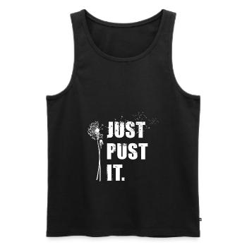 Dandelion - Just Pust It - funny saying - Men's Premium Organic Tank Top - black - Front - AI Model Male 178 light (178cm)