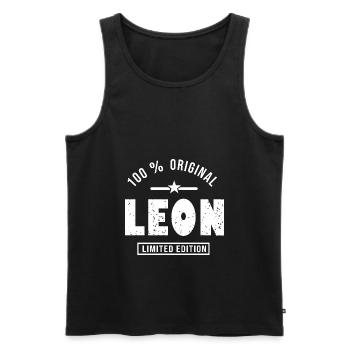 leon original gift presonnalized first name leon - Men's Premium Organic Tank Top - black - Front - AI Model Male 178 light (178cm)