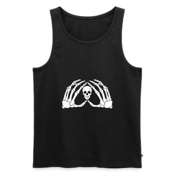 The hands of a skeleton with the skull - Men's Premium Organic Tank Top - black - Front - AI Model Male 178 light (178cm)