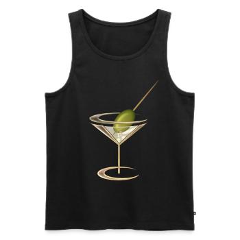 Cool Martini Glass With Olive - Men's Premium Organic Tank Top - black - Front - AI Model Male 178 light (178cm)