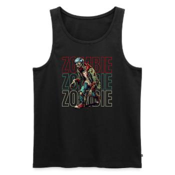 Happy Halloween Zombie Design für Gruselfans - Männer Premium Bio Tank Top - Schwarz - Vorne - Michal (187cm)