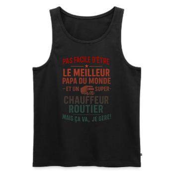 Super Papa Chauffeur routier chauffeur-routier - Débardeur bio Premium Homme - noir - Devant - AI Model Male 178 light (178cm)