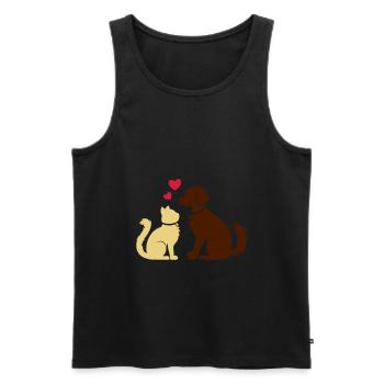Animal friends / cat and dog / BFF - Men's Premium Organic Tank Top - black - Front - Michal (187cm)