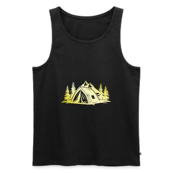 Camping Tent Gold - Men's Premium Organic Tank Top - black - Front - AI Model Male 178 light (178cm)