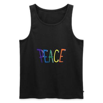 Peace Peace Logo Font in Rainbow Color - Men's Premium Organic Tank Top - black - Front - AI Model Male 178 light (178cm)