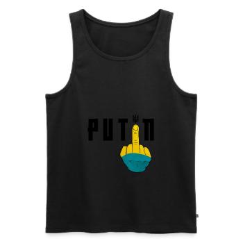 Fuck Poutine | Soutenir l’Ukraine - Débardeur bio Premium Homme - noir - Devant - AI Model Male 178 light (178cm)