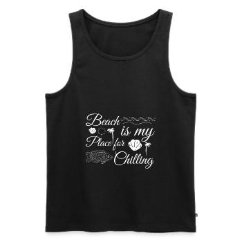 Beach is my place to chill out - Beach - Men's Premium Organic Tank Top - black - Front - Michal (187cm)