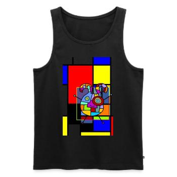 LOVE GEOMETRIC SHAPES - Männer Premium Bio Tank Top - Schwarz - Vorne - AI Model Male 178 light (178cm)