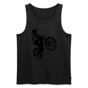 Vélo de montagne faisant un wheelie. - Débardeur bio Premium Homme - noir - Devant - Michal (187cm)