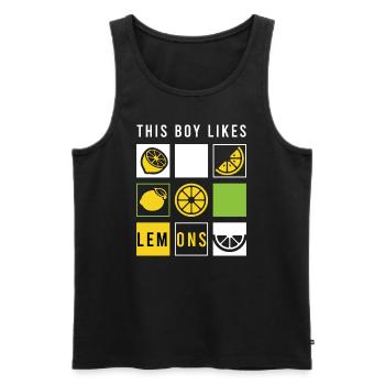 Boy Likes Citrons Fruits Limonade d'été - Débardeur bio Premium Homme - noir - Devant - Michal (187cm)