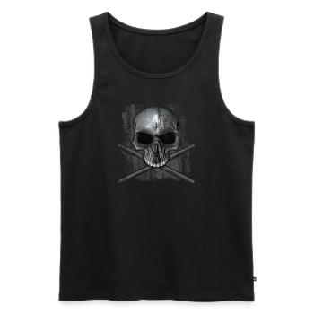 drummer skull - Männer Premium Bio Tank Top - Schwarz - Vorne - AI Model Male 178 light (178cm)