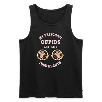 Valentine Teacher Pre School Cupids Steal Hearts - Men's Premium Organic Tank Top - black - Front - AI Model Male 178 light (178cm)