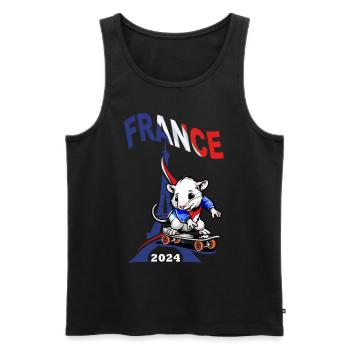 JEUX FRANCE A PARIS EN 2024 - HUMOUR RAT SKATE - Débardeur bio Premium Homme - noir - Devant - Michal (187cm)